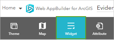 Select widget tab on the top navigation. Select widget tab on the top navigation.